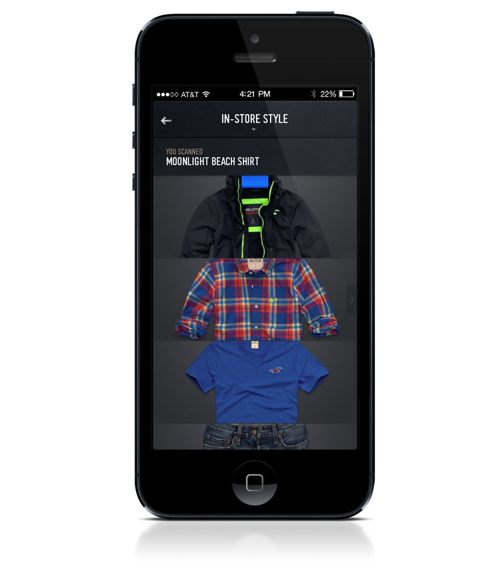 Adobe Portfolio Hollister app  iOS android mobile  design Style apparel Recommendations teens California stylist