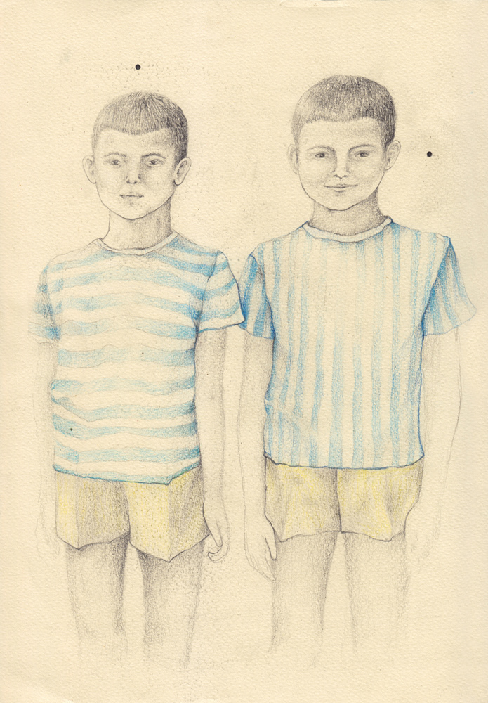 emaemaema colours Twins dizygotic boys animus pencil paper memories