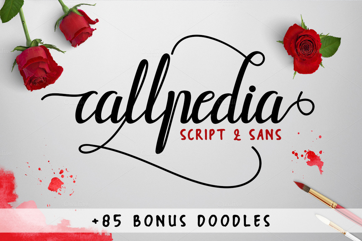 callpedia font duo 2 style Bonus doodles Script sans digital lettering headings