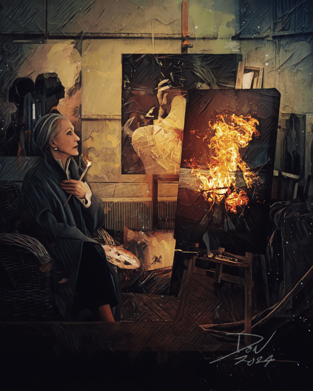 fireplace painting   Digital Art  inspirational