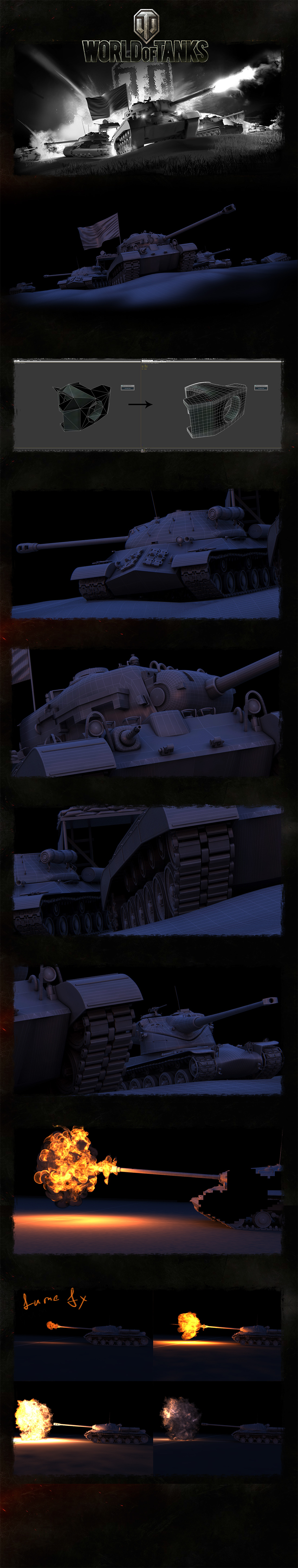 CGI 3D print retouch art Tank fire Glazyrin