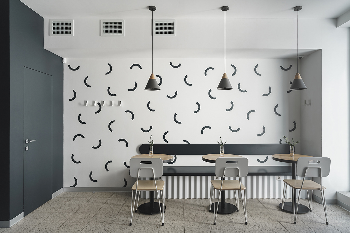 Interior Coffee cafe restaurant Minimalism White wood architecture interior design Russia