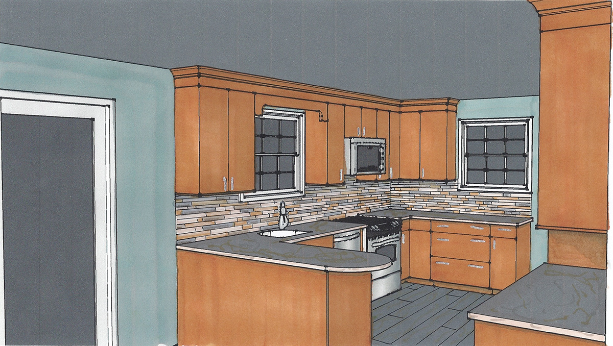 residential kitchen Cabinets countertop tile