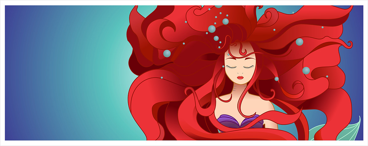 ilustración digital mermaid sirenita sirena disney Walt Disney vector little mermaid digital illustration