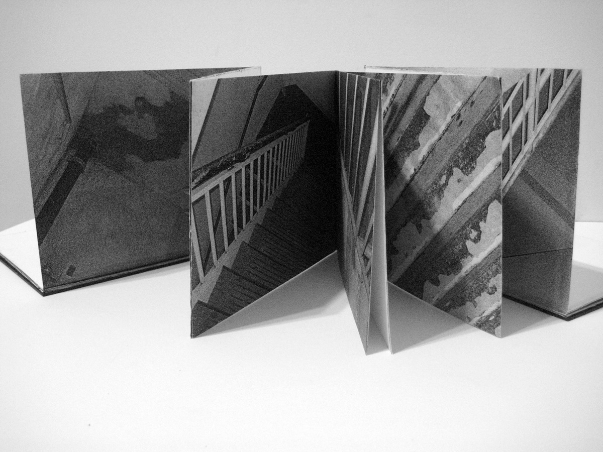 book architectural geometric abstract industrial dark Monochromatic grey concrete paper sculpture artist book