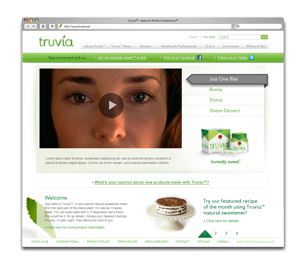 brand truvia sweetener social media recipes forum Flash cms video