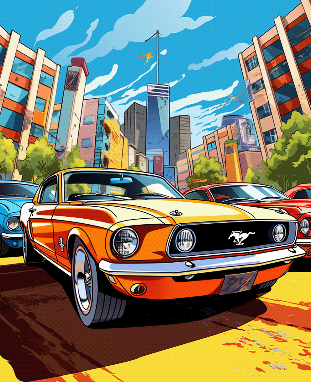 Ford Mustang ILLUSTRATION  Digital Art  Drawing  artwork digital illustration Graphic Designer midjourney ai