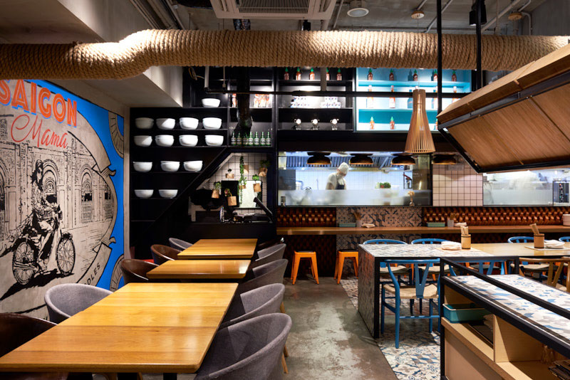 restaurant cafe graphics Interior design vietnamese asian