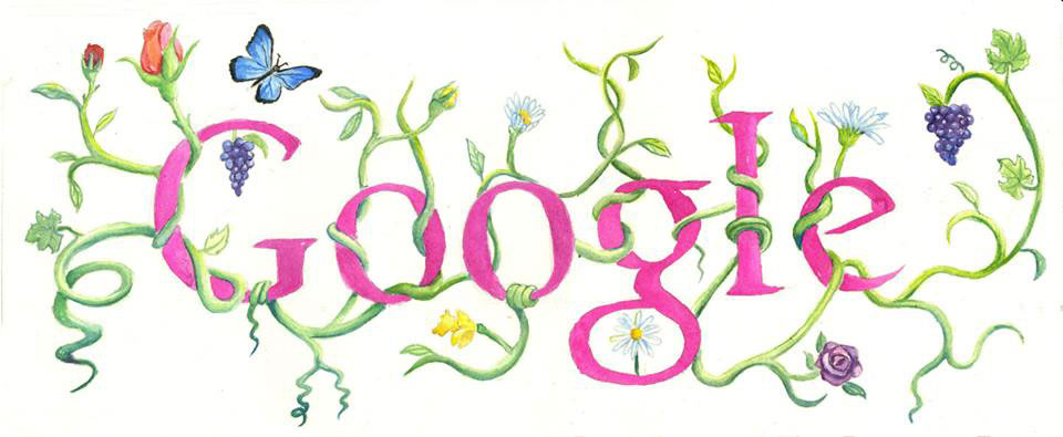 watercolor Google Logo  Google Doodle garden google logo Flowers botanical spring flowerbuds