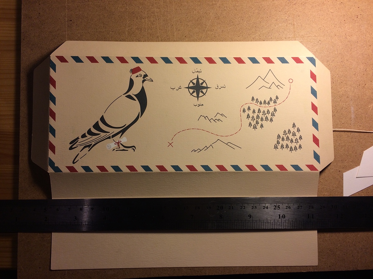 Miniature mail art envelope design dot art Pidgin peyk archer
