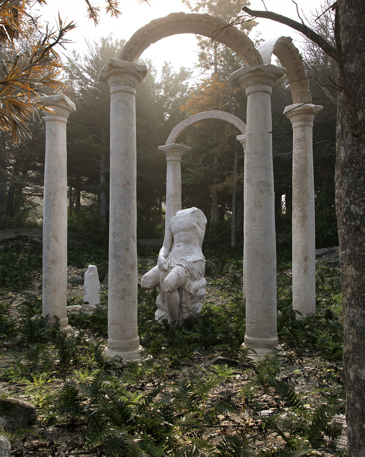 CG CGI corona renderer environment concept art ILLUSTRATION  forest garden fantasy art
