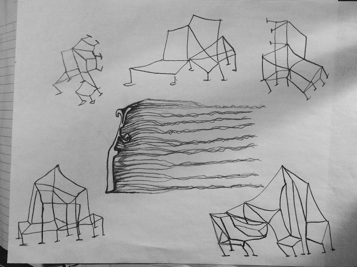 sketches ideas drawings rudimentary archaic sculpture furnituredesign chair design industrial