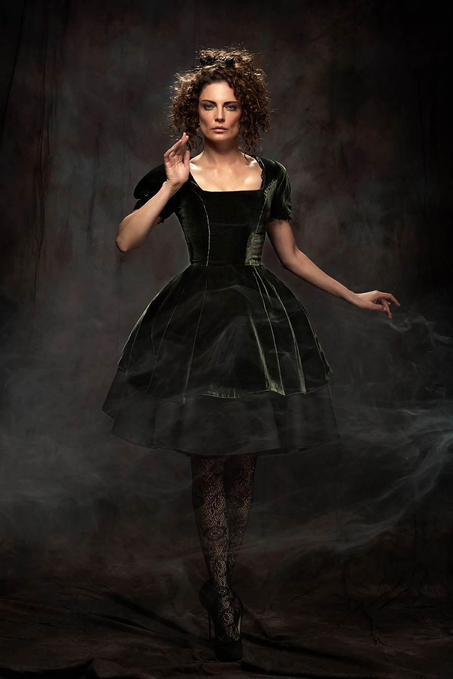 knapp Collection costume witch black SILK romantic bulgarian designer transparent wool