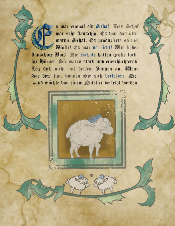 Fun illuminated manuscript sheep