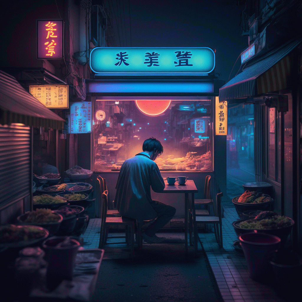 Midnight dinner in Tokio