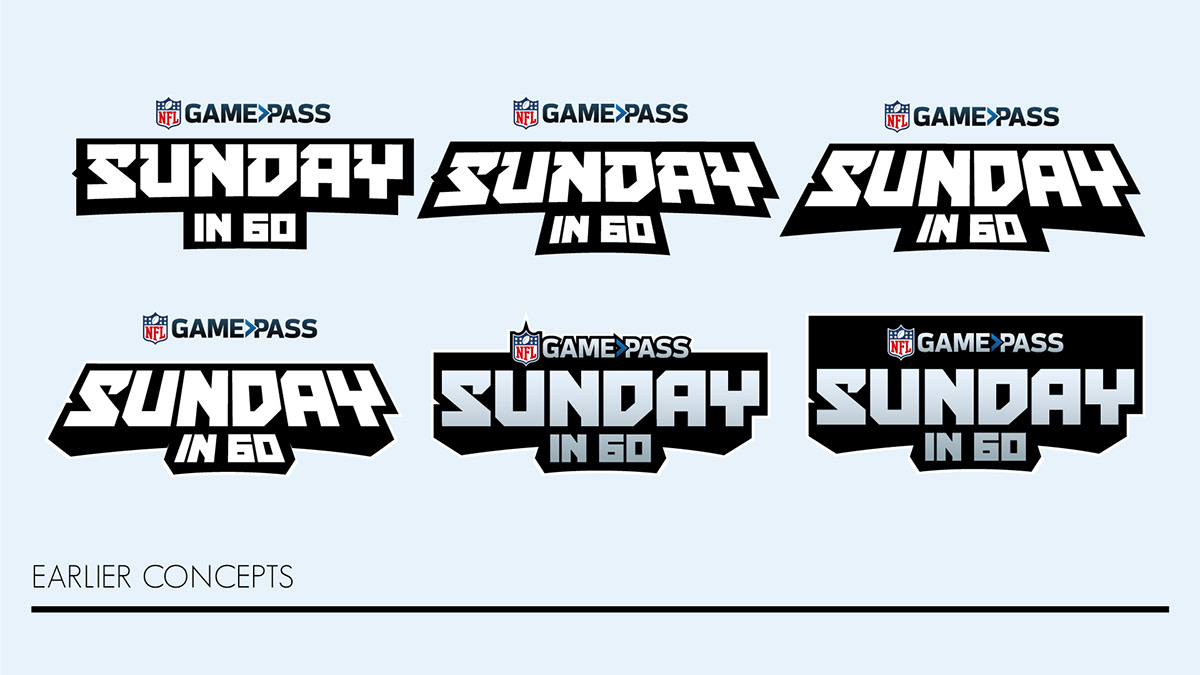 animation  digital design GAME PASS graphic design  Logo Design nfl nfl game pass show design sports Sunday In 60