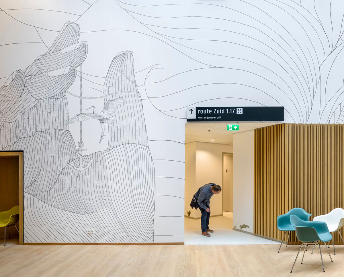 healing environment hospital Healthcare design medical center Architecture and Design ADC New York D&AD Yellow Pencil Designism cube spatial branding environmental graphics