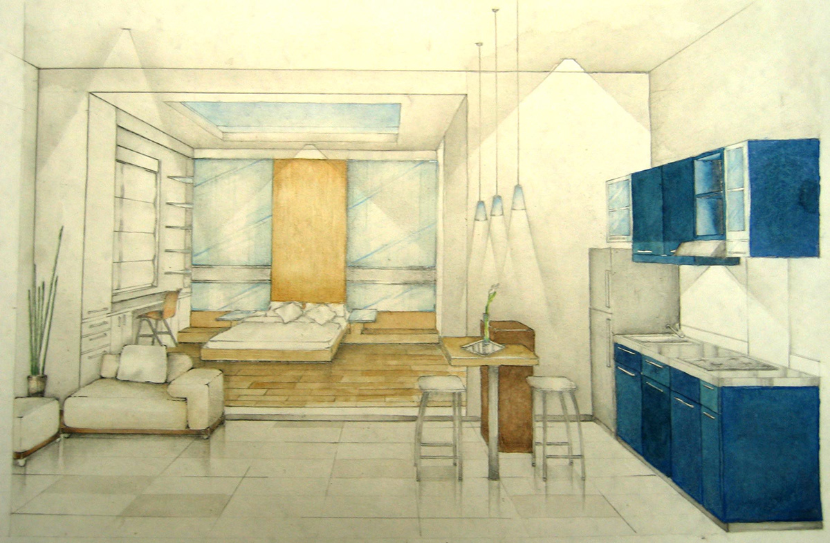 interior design  Studio apartment minimalist