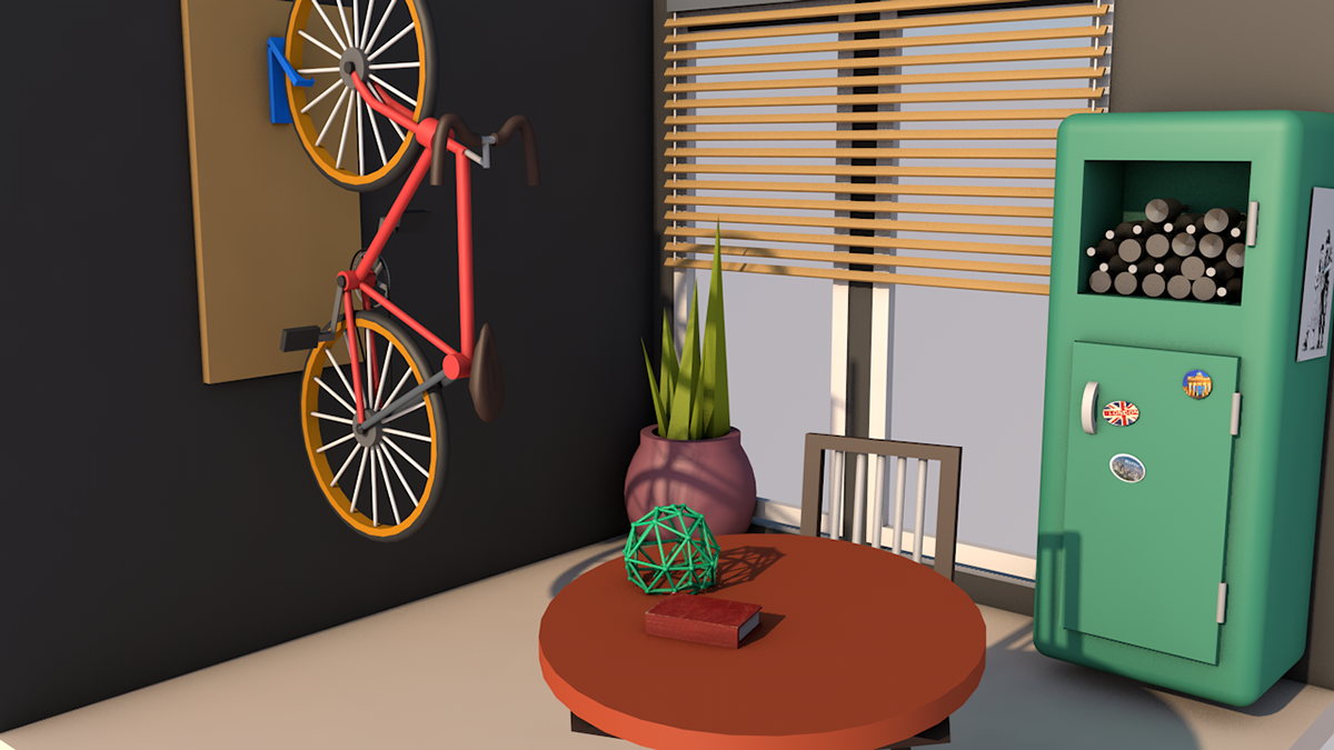 3D Cinema 4d c4d Isometric rooms house modelling Bike Technology