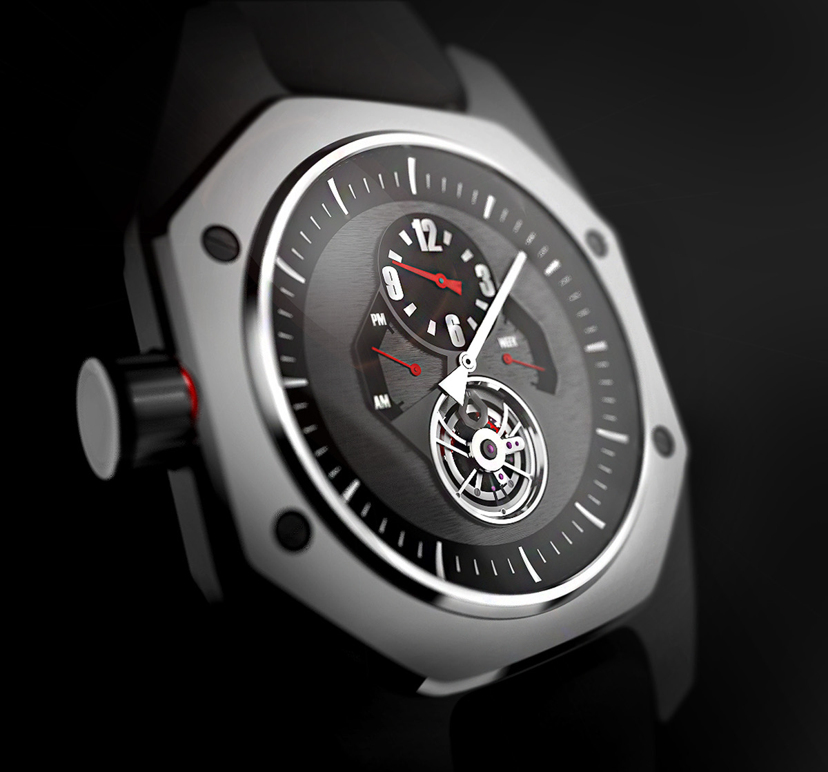 tourbillon watch Triton haiden goggin keyshot 3d modeling timepiece design Rhino 3D