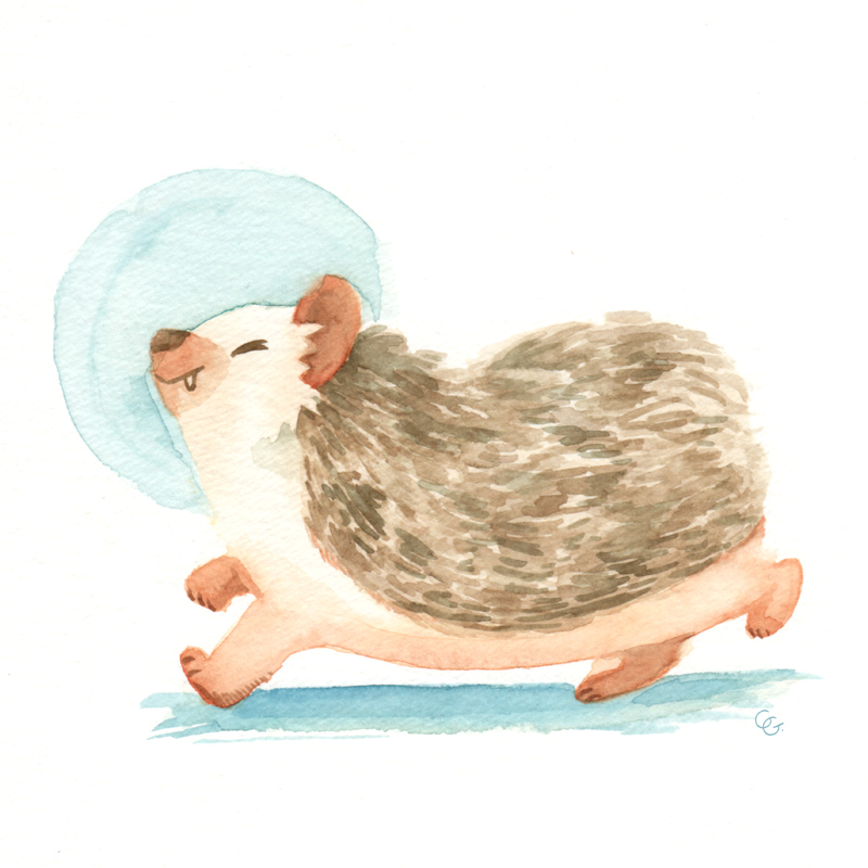 Hedgehog cute animal watercolor