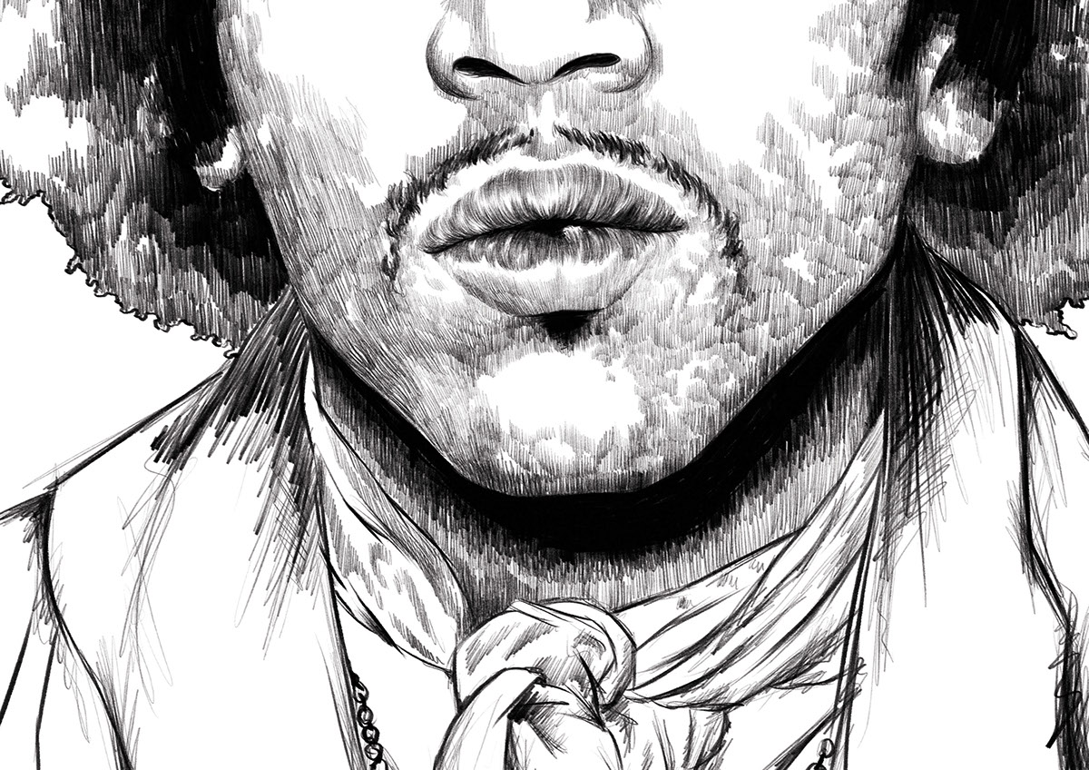 portraits Jimi Hendrix whitney houston robbie williams inditex