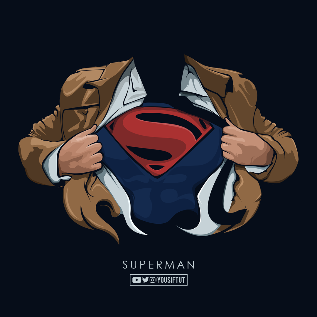superman justice league photoshop vector art Drawing  digital painting Dc Comics SuperHero yousif tut
