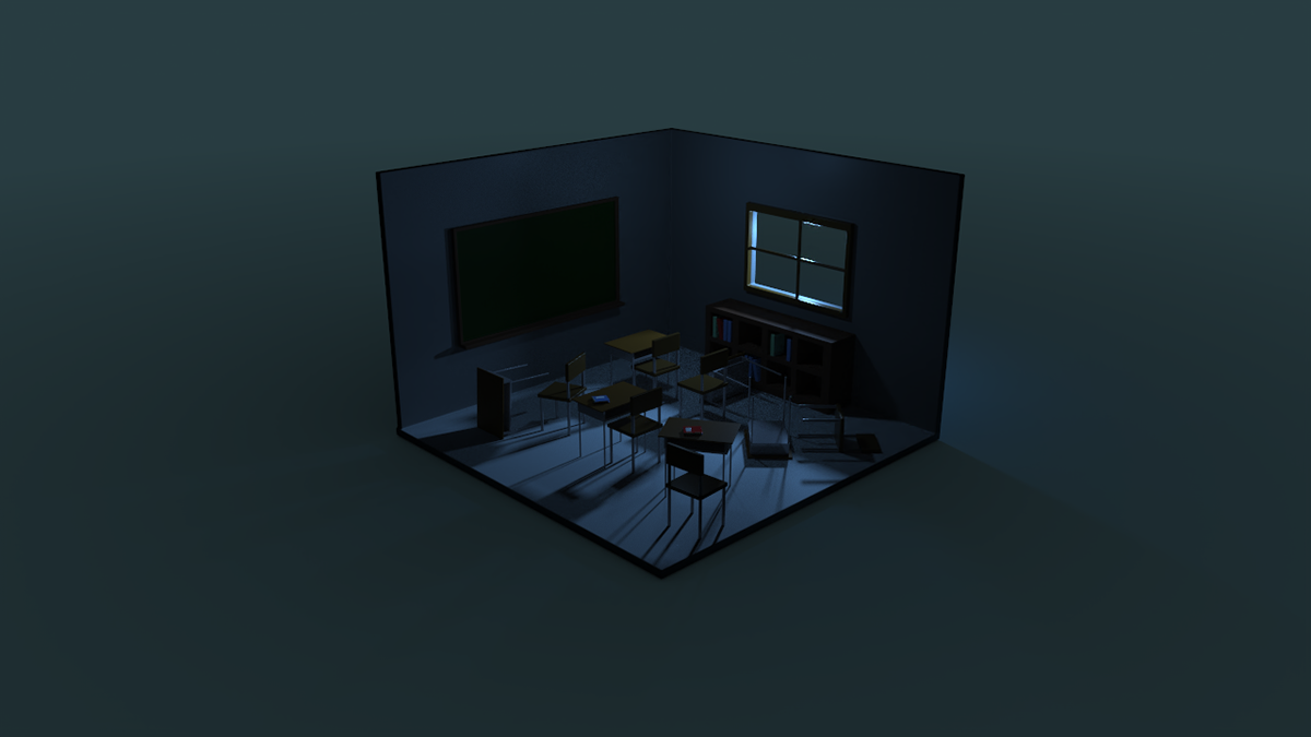 3d modeling design Low Poly art AR augmented reality classroom dark womp3d