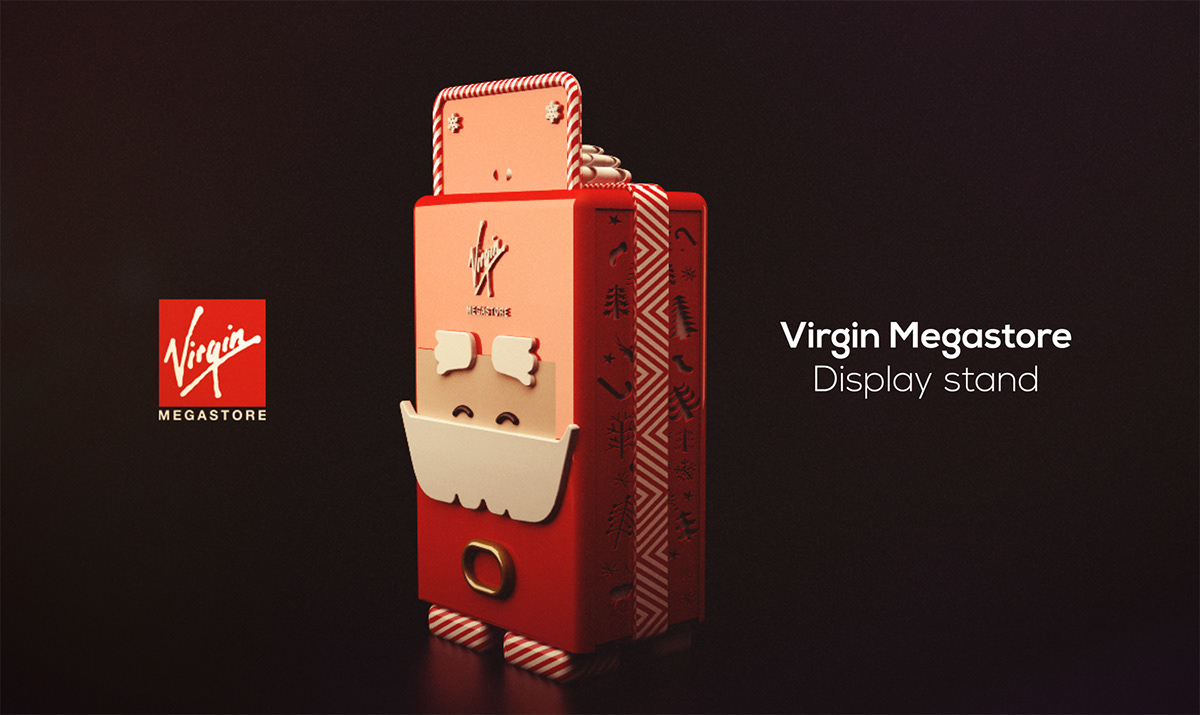 virgin virgin megastore Christmas display stand zino belkaddas 3D cinema 4d vray
