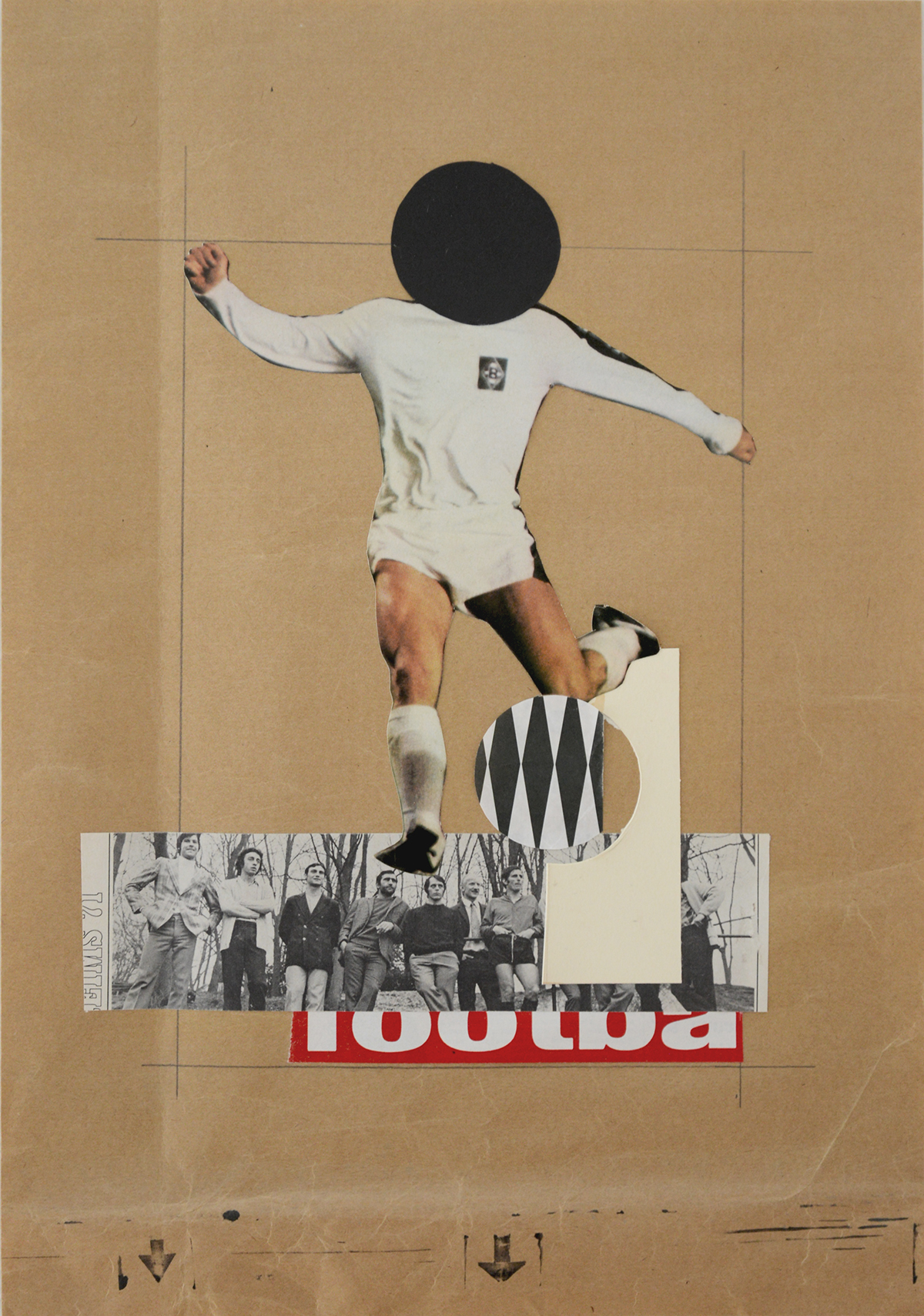 football soccer collage manual handmade art vintage