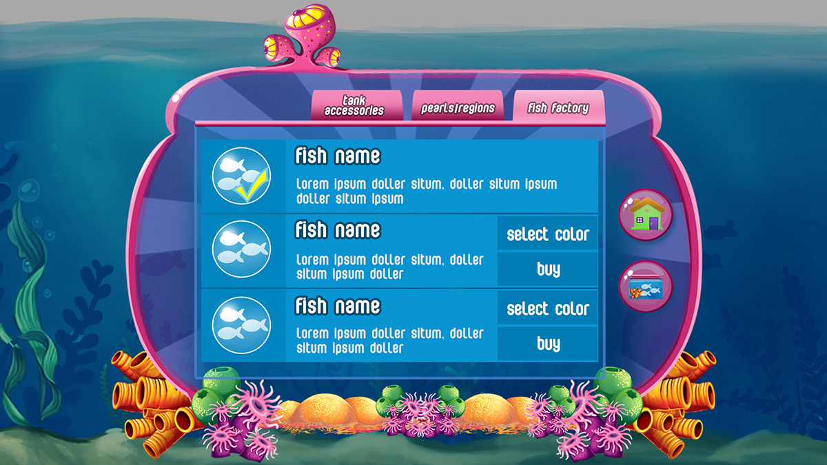 fish android game FISING GGAME ui designs