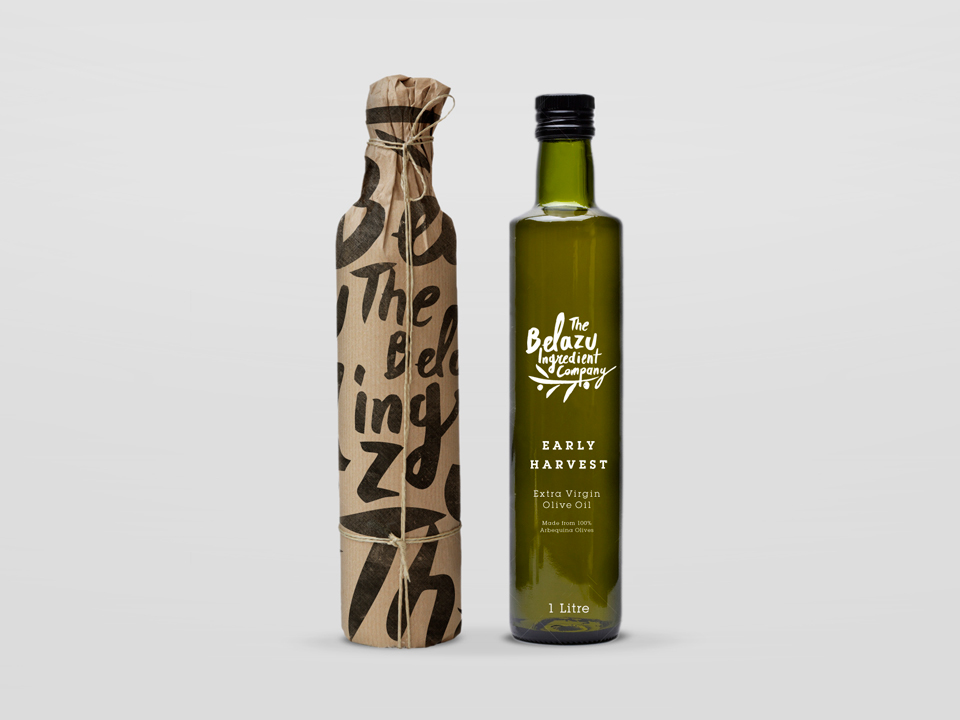 olive oil bottle paper logo brush