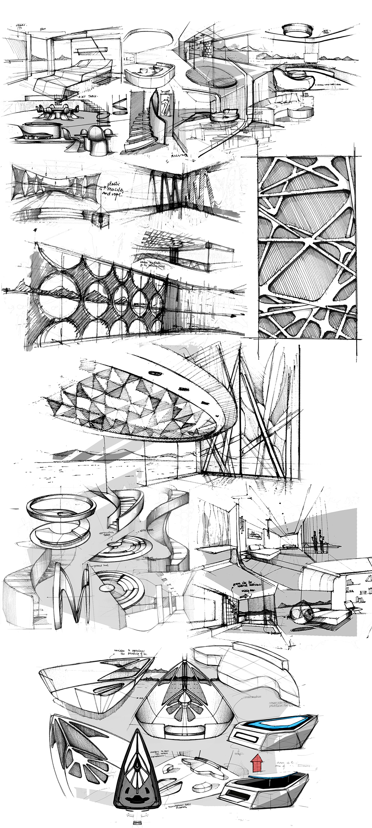 Palmer Johnson Yacht Design yacht interior Interior sketches