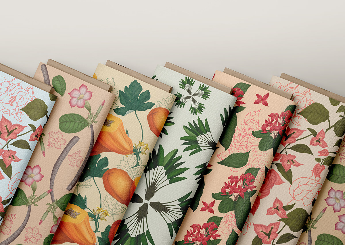 Prints Design ILLUSTRATION  procreate illustration hotel pillow Packaging pattern textile fabric floral