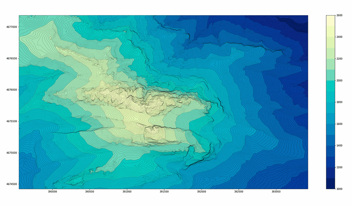 3D dem map Meshlab mountains Pedraforca python