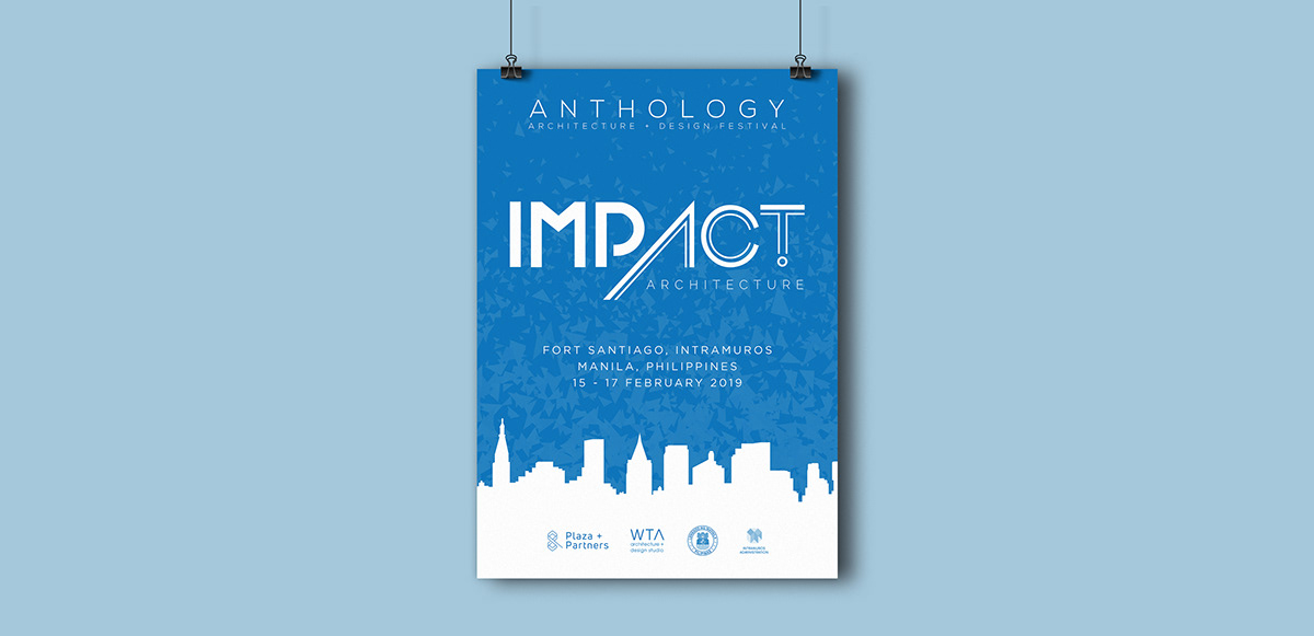 Event branding  poster Layout collaterals graphic design  blue architecture Mockup