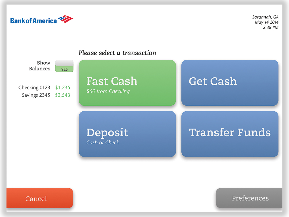 ATM Bank of America redesign interface design