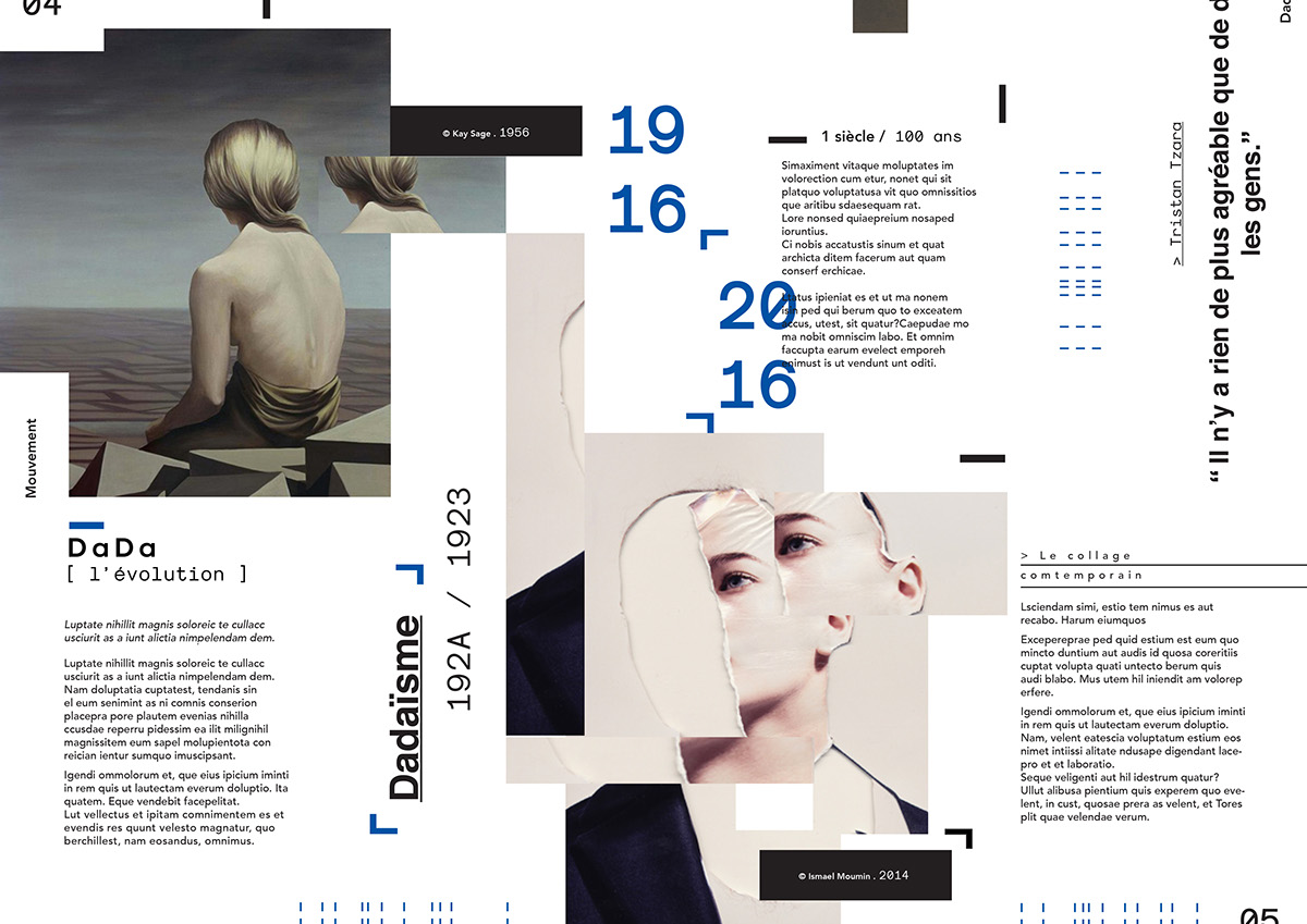 Adobe Portfolio collage Mode dadaïsme Mollat journal Culturel Layout edition mise en page design