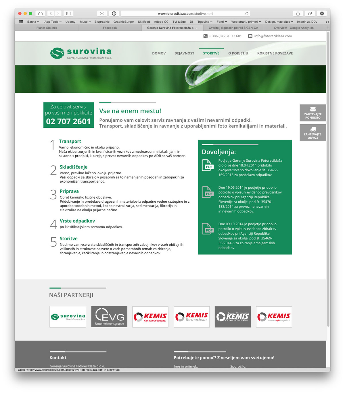 Adobe Portfolio web page recycling Ecology green