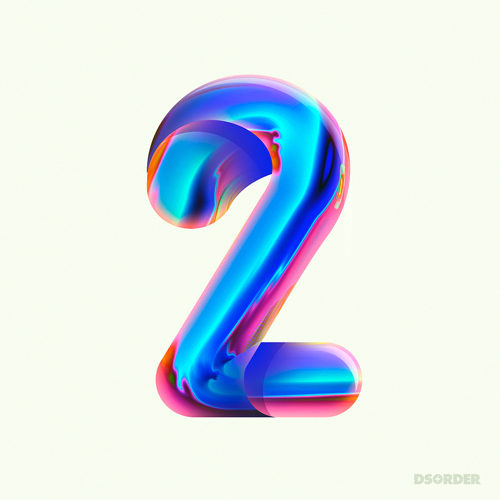 number typography   lettering chrome