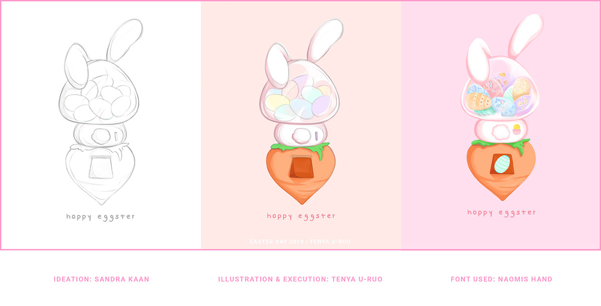 Easter Day ILLUSTRATION  bunny gachapon animation  art greeting motion graphics  design