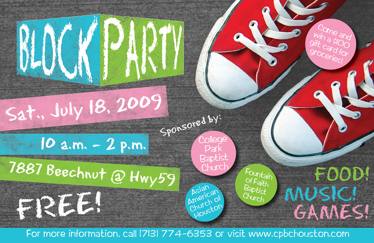  block party  invitation poster postcard