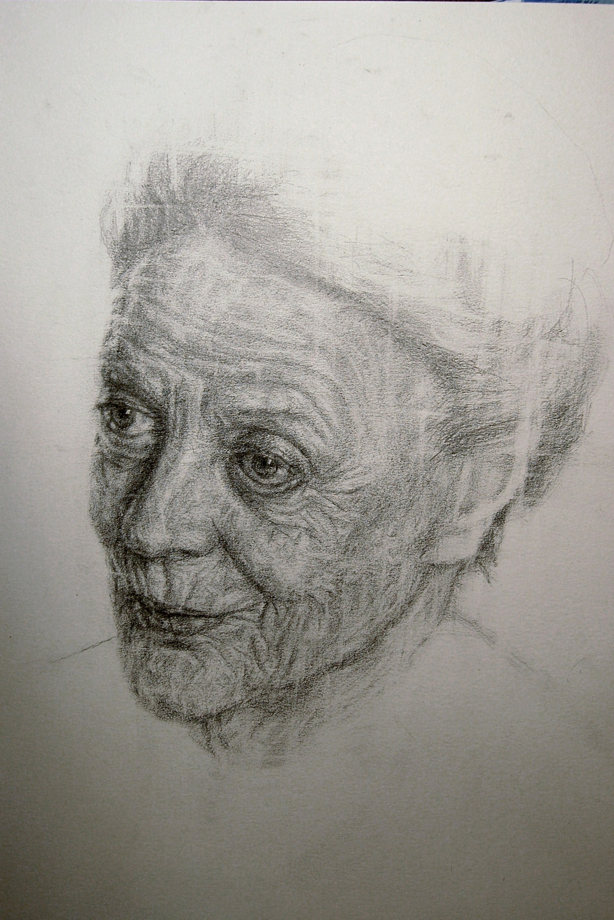 maggie Maggie Smith  portrait pencil on paper figurative realistic