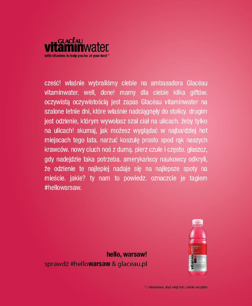 hellowarsaw warsaw nyc Coca-Cola vitaminwater Glaceau GLACEAU Vitaminwater water bloggers blogger