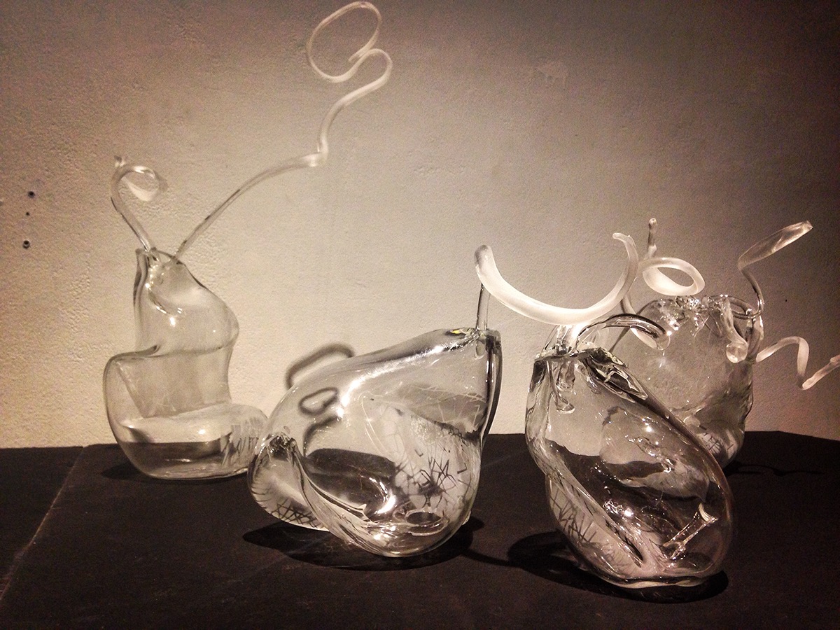 glass risd sculpture Transparency shadow light sandblast organic Nature tableware design craft glassblowing reflection conceptual