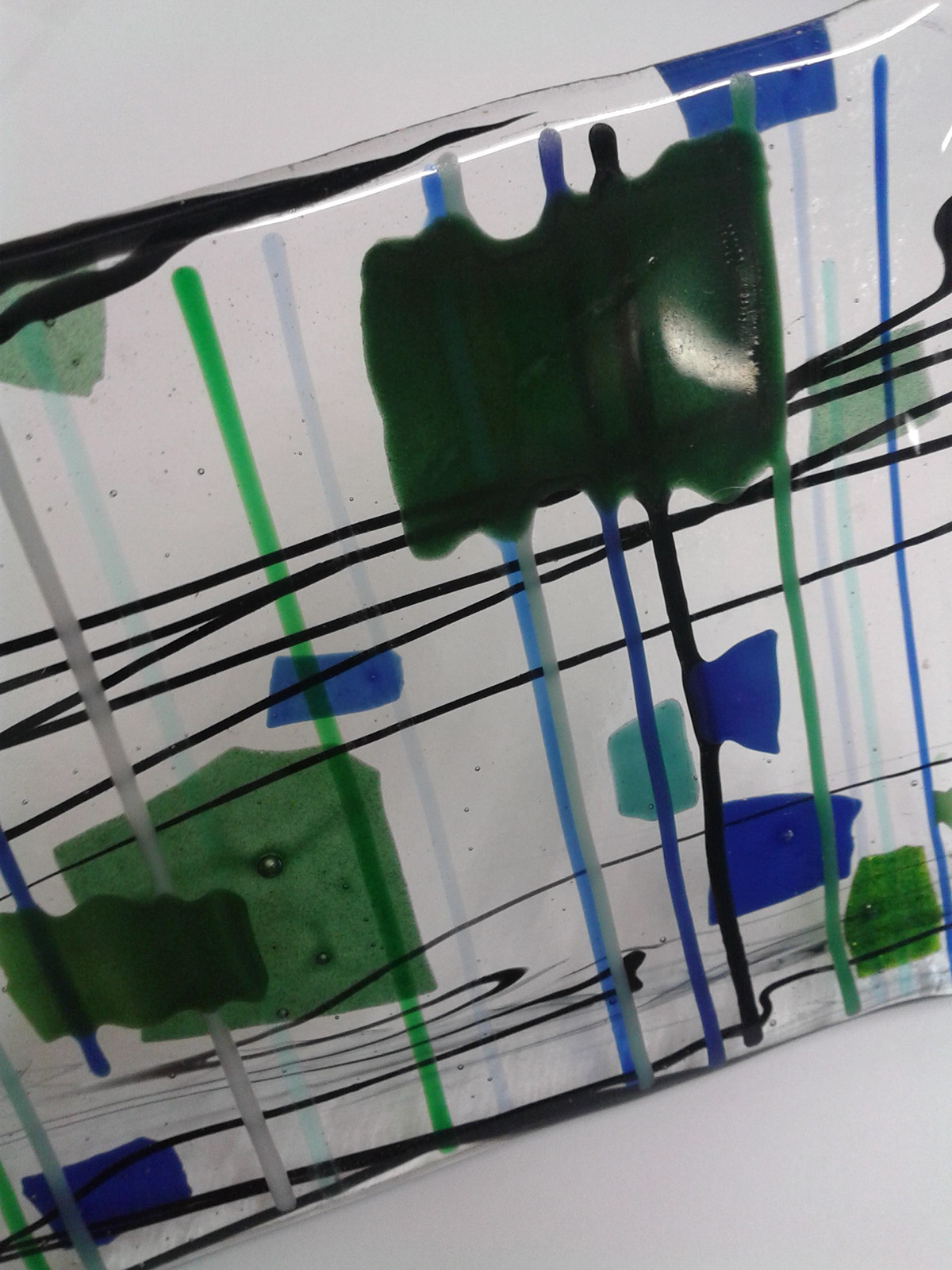 glass layers frits stringers BULLSEYE sheets phone holder light colour pattern Kiln green blue