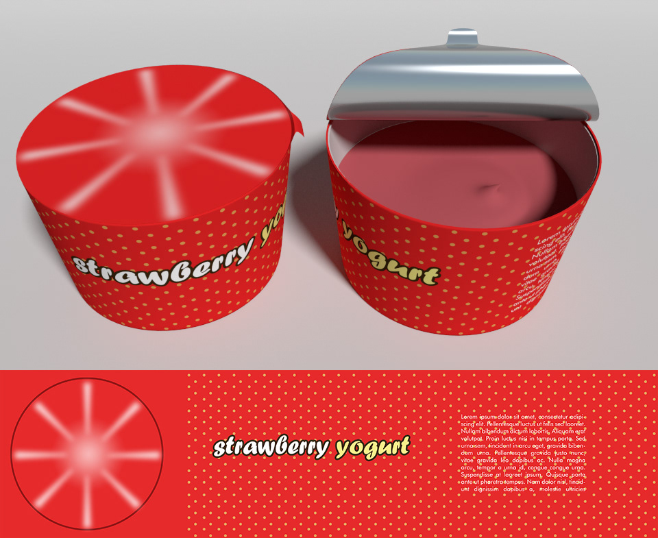 Opakowanie jogurtu yogurt package kiwi strowberry apple Pinapple