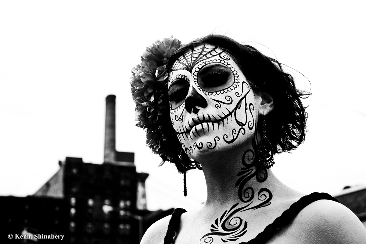 muertos dia de los New York Brooklyn nyc femme fatale skull sexy Hot dark black and white photoshop girl woman Lady