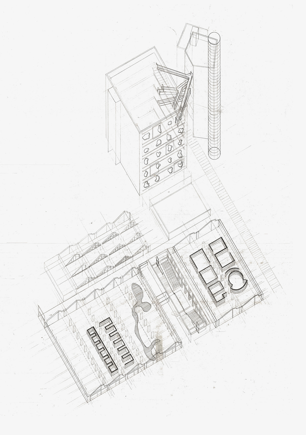 lina bo bardi são paulo sesc SESC Pompeia Architectural analysis Analysis Illustrator Rhinoceros