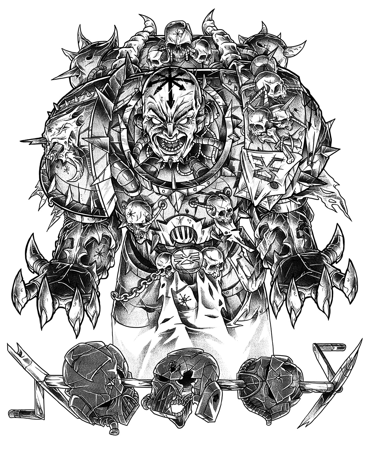Warhammer print skull ork chaos game